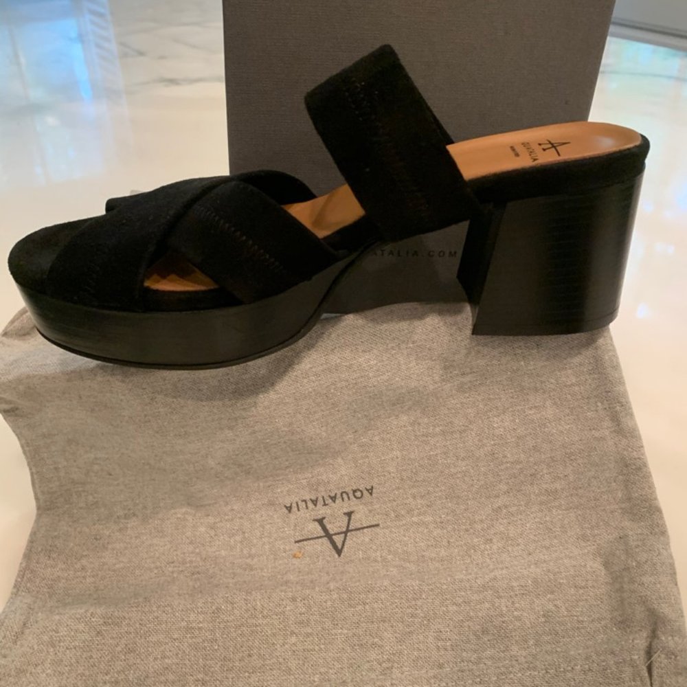 New With Tags ~ Aquatalia black suede sandals 7.5M